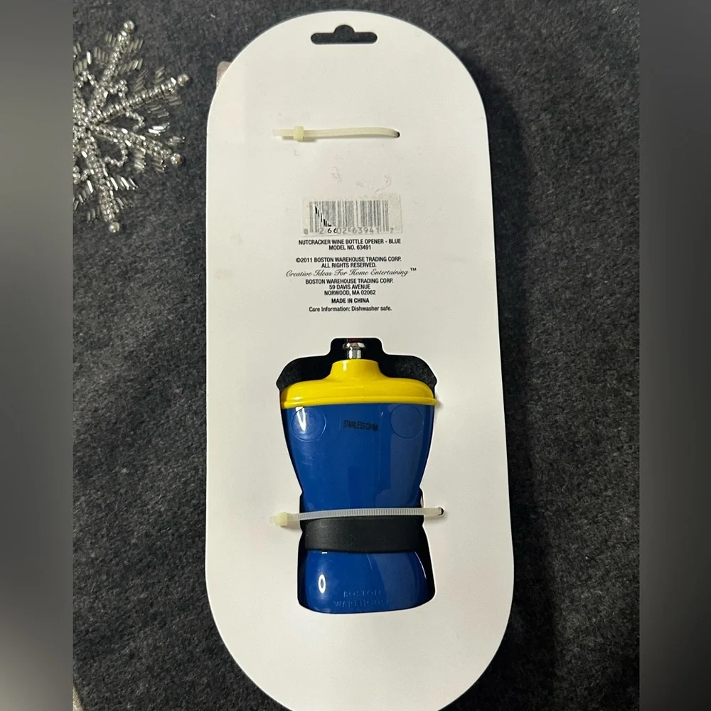 New Boston Warehouse Nutcracker Corkscrew Wine Opener Blue Yellow